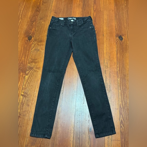 #7 GIRLS EUC CHEROKEE SUPER SKINNY JEANS ADJ WAIST SIZE 12 black - Picture 1 of 5
